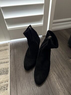 Steve Madden Black Suede Ankle Booties with Side Zip